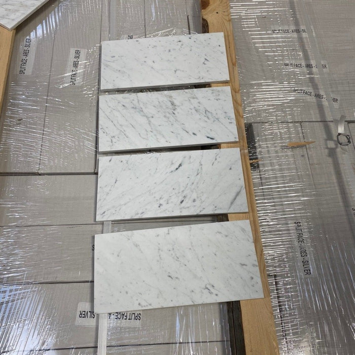 White Carrara Marble Tile - 6" x 12" x 3/8" Honed