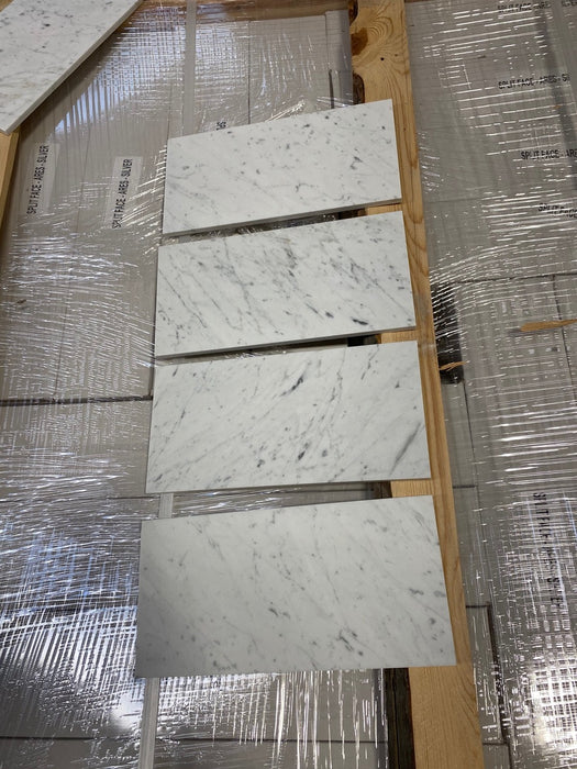 White Carrara Honed Marble Tile - 6" x 12" x 3/8"