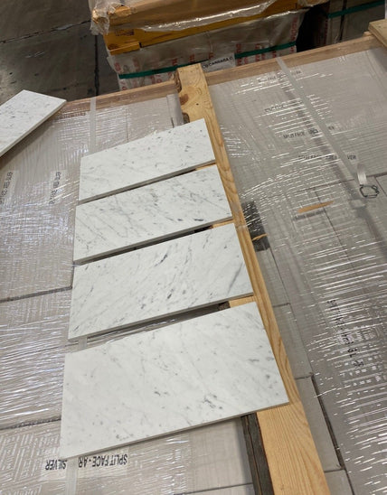 White Carrara Honed Marble Tile - 2" x 8" x 3/8"