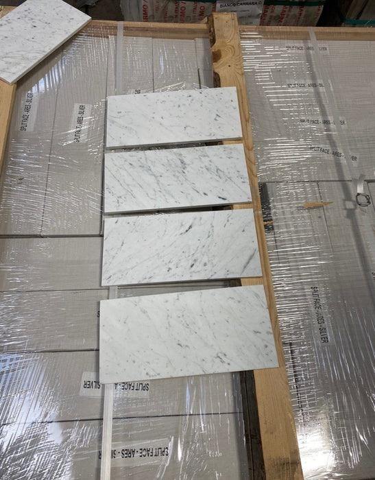 White Carrara Marble Tile - 6" x 12" x 3/8" Honed