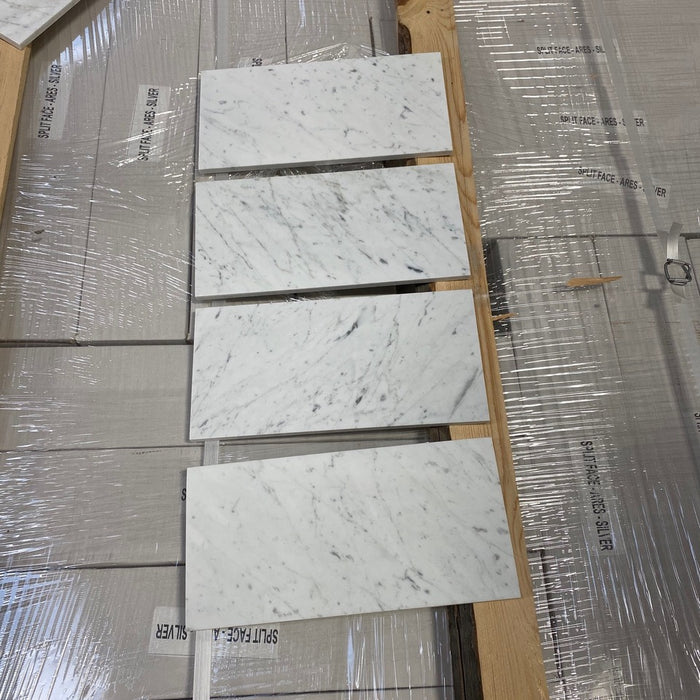 White Carrara Marble Tile - 6" x 12" x 3/8" Polished