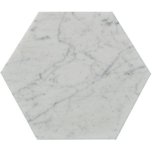 White Carrara Hexagon Marble Tile - Honed