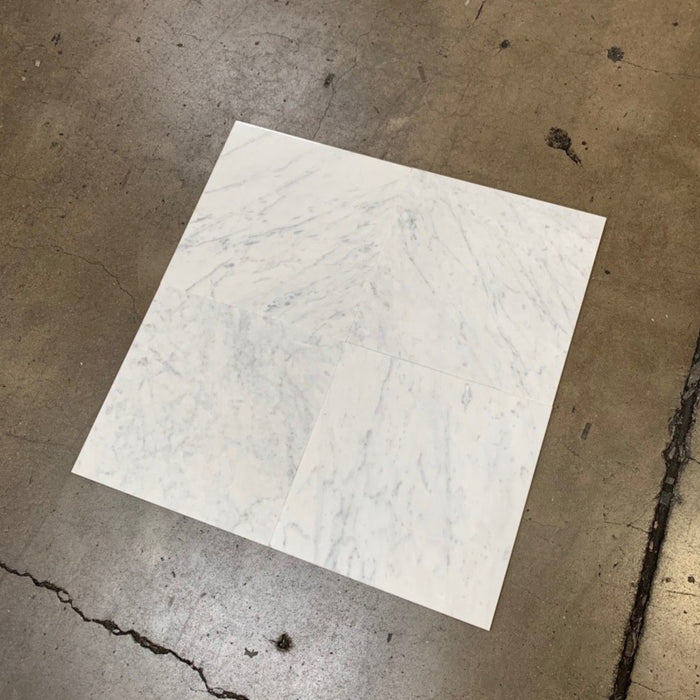 White Carrara Polished Marble Tile - 24" x 24" x 3/8"