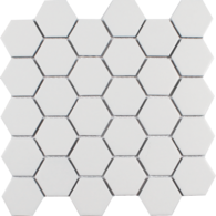 Full Sheet Sample - Gallery White Matte Hexagon Porcelain Mosaic - 2" Matte