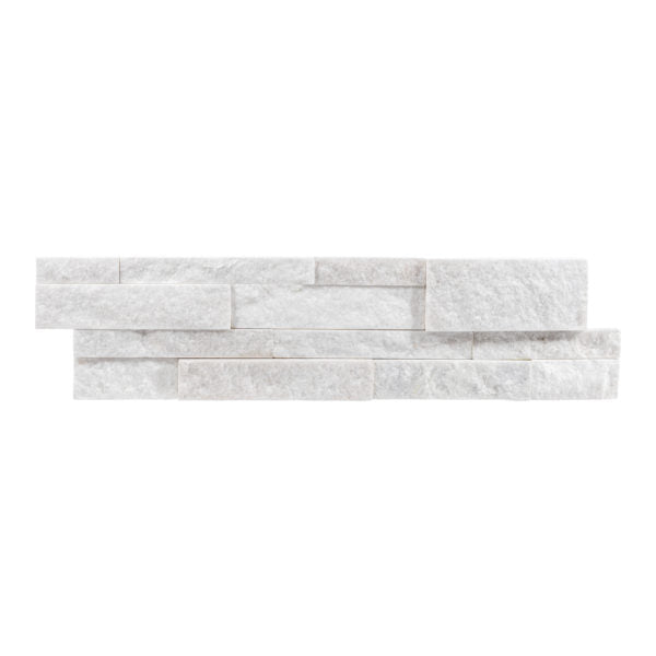 White Natural Cleft Face, Gauged Back Quartzite Ledgestone - 6" x 24"