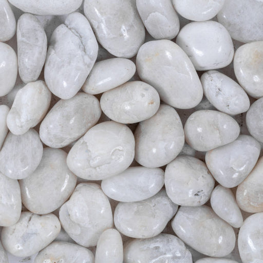 White Medium Ultra Polished Marble Loose Pebble - Random Sizes