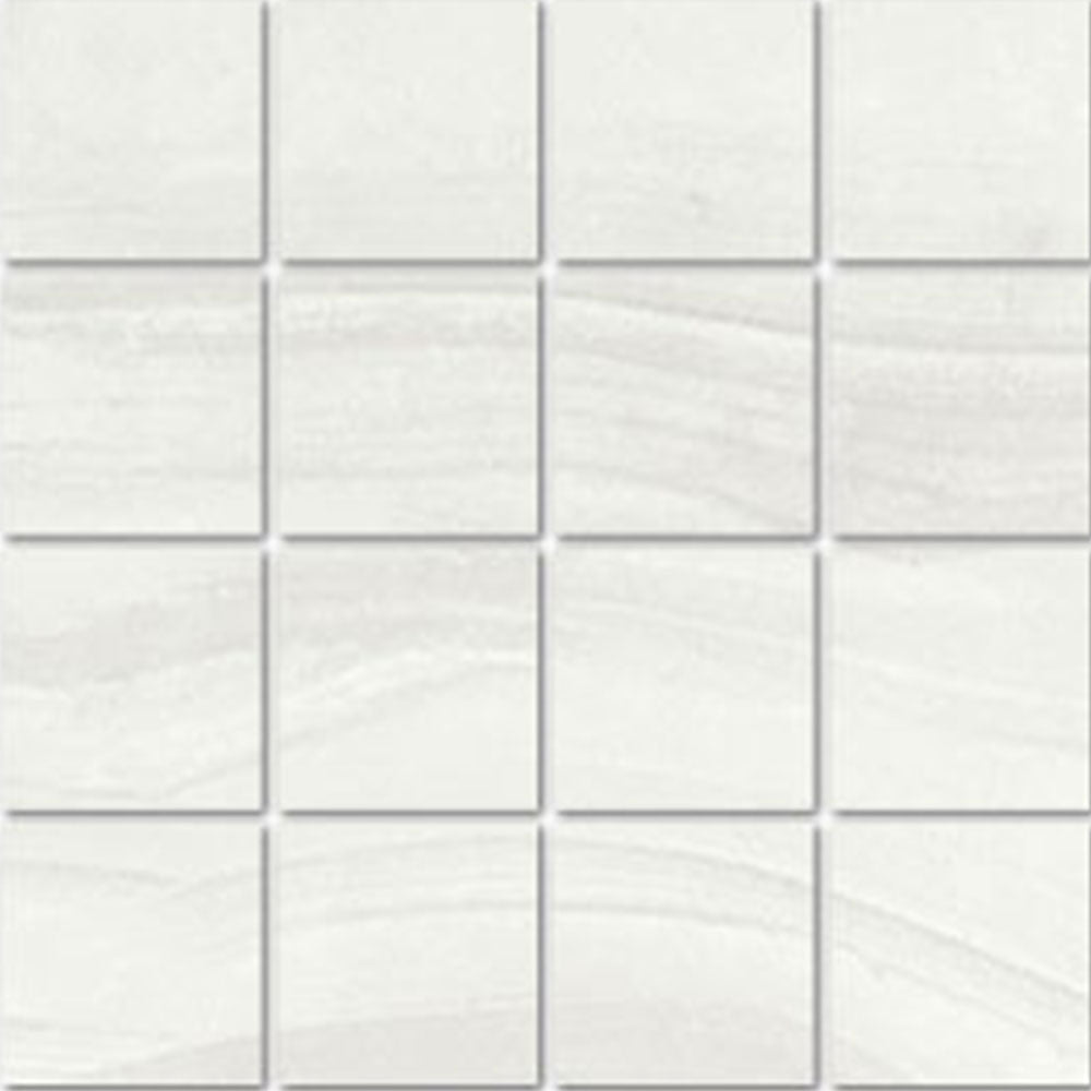 Full Sheet Sample - Verena White Porcelain Mosaic - 3" x 3" Matte