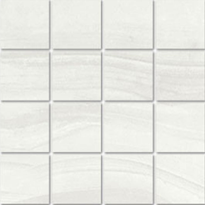 Full Sheet Sample - Verena White Porcelain Mosaic - 3" x 3" Matte