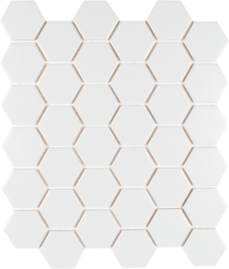 Full Sheet Sample - Gallery White Hexagon Porcelain Mosaic - 2" x 2" Textured
