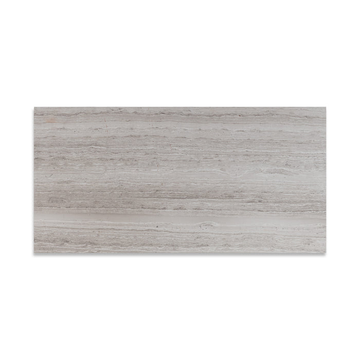 White Wood Honed Marble Tile - 18" x 36"