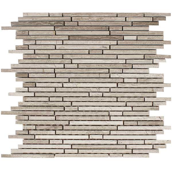 Full Sheet Sample - Pietra Antica Patara Stone Wooden Gray Random Linear Marble Mosaic - 12.4" x 12.12" Polished