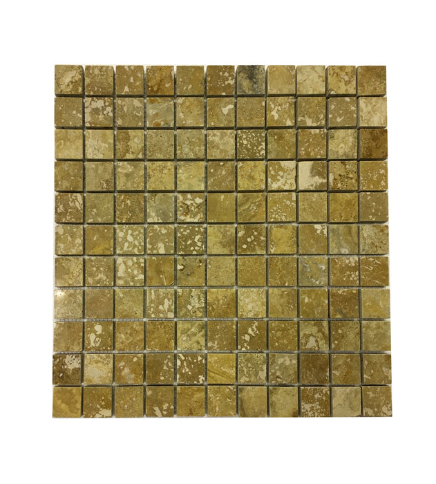 Golden Sienna Travertine Mosaic - 1" x 1" Polished