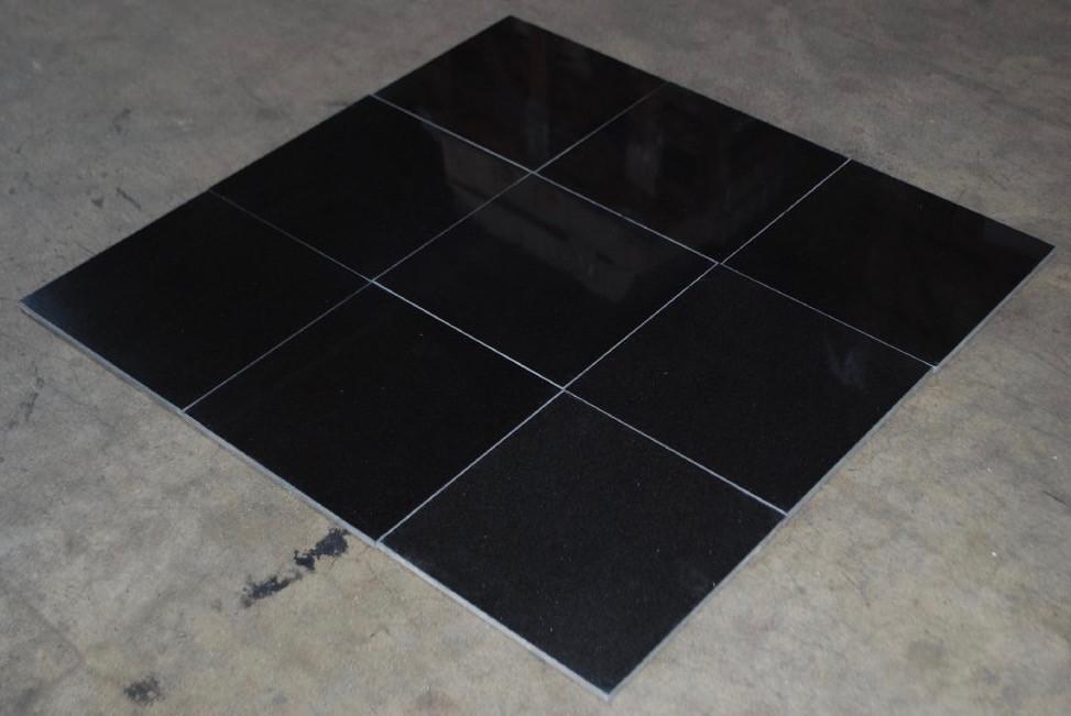 Polished Absolute Black Granite Tile - 12" x 12" x 3/8"