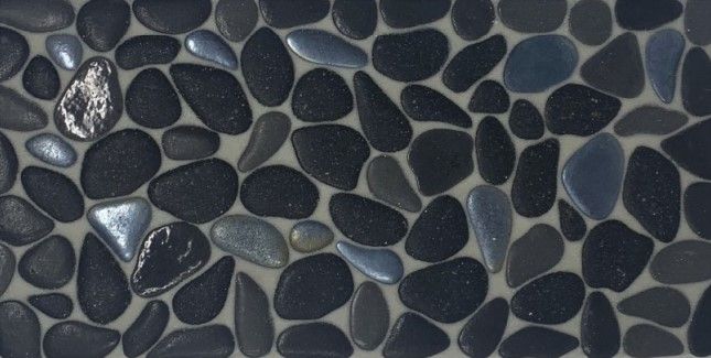 Liquid Rocks Abyss Black Glass Mosaic - Textured