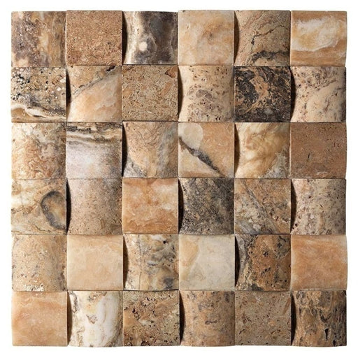 Antico Onyx Travertine Mosaic - 2" x 2" Wavy Honed