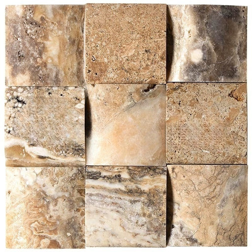 Full Tile Sample - Antico Onyx Travertine Tile - 4" x 4" x 3/8" Unfilled & Honed