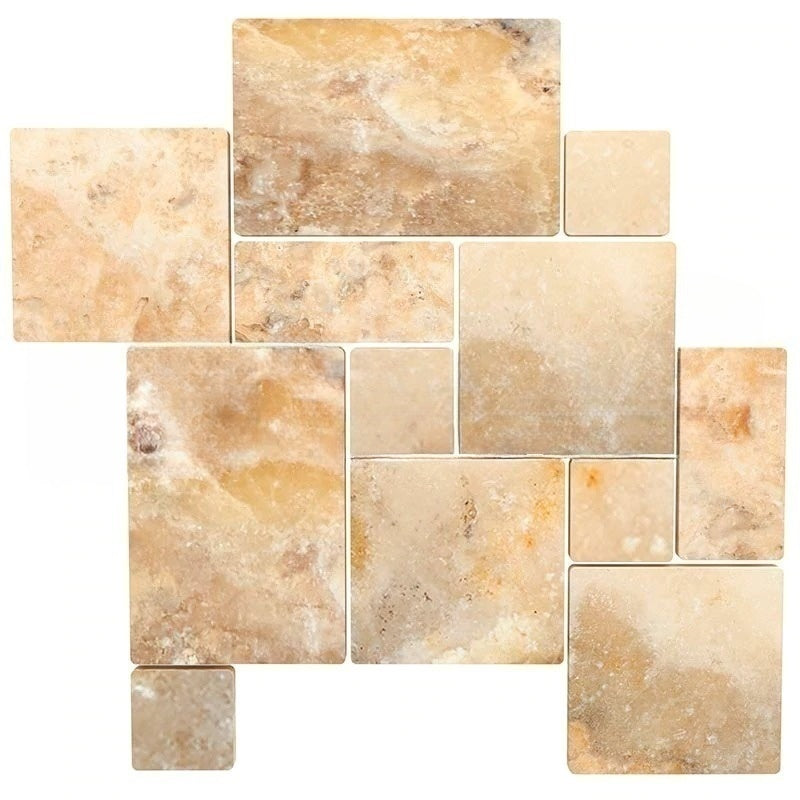 Antico Onyx Antiqued (Hand-Tumbled) Travertine Versailles Pattern