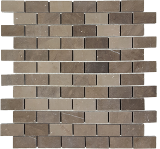 Full Sheet Sample - Pietra Antica Metropolitan Bark Deco Staggered Limestone Mosaic - 1" x 2" Honed