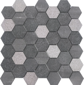 Full Sheet Sample - Pietra Antica Metropolitan Contempo Basalt Hexagon Marble Mosaic - 2" Multi Finish