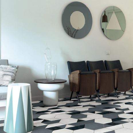 Bee Hive Medley Porcelain Multiplex Hex Black / White P046