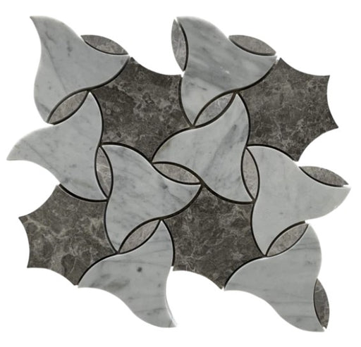 Imperial Carrara & Silver Sky Polished Marble Mosaic - Belle