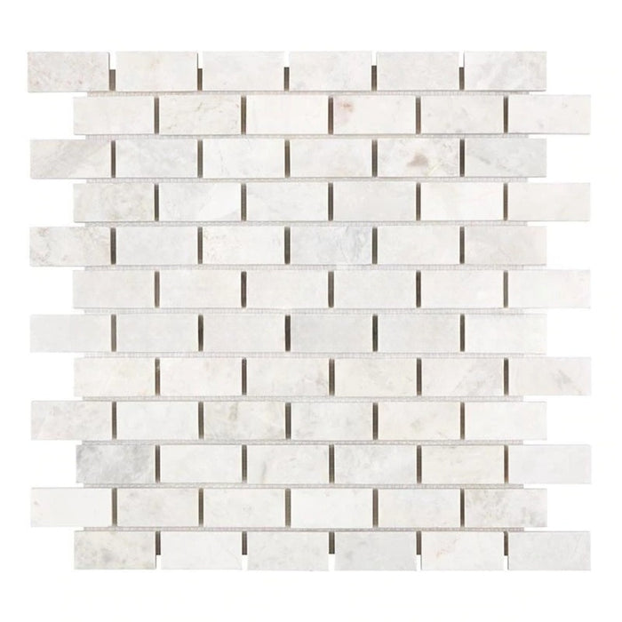 Bianco Congelato Dolomite Mosaic - 1" x 2" Brick Leather