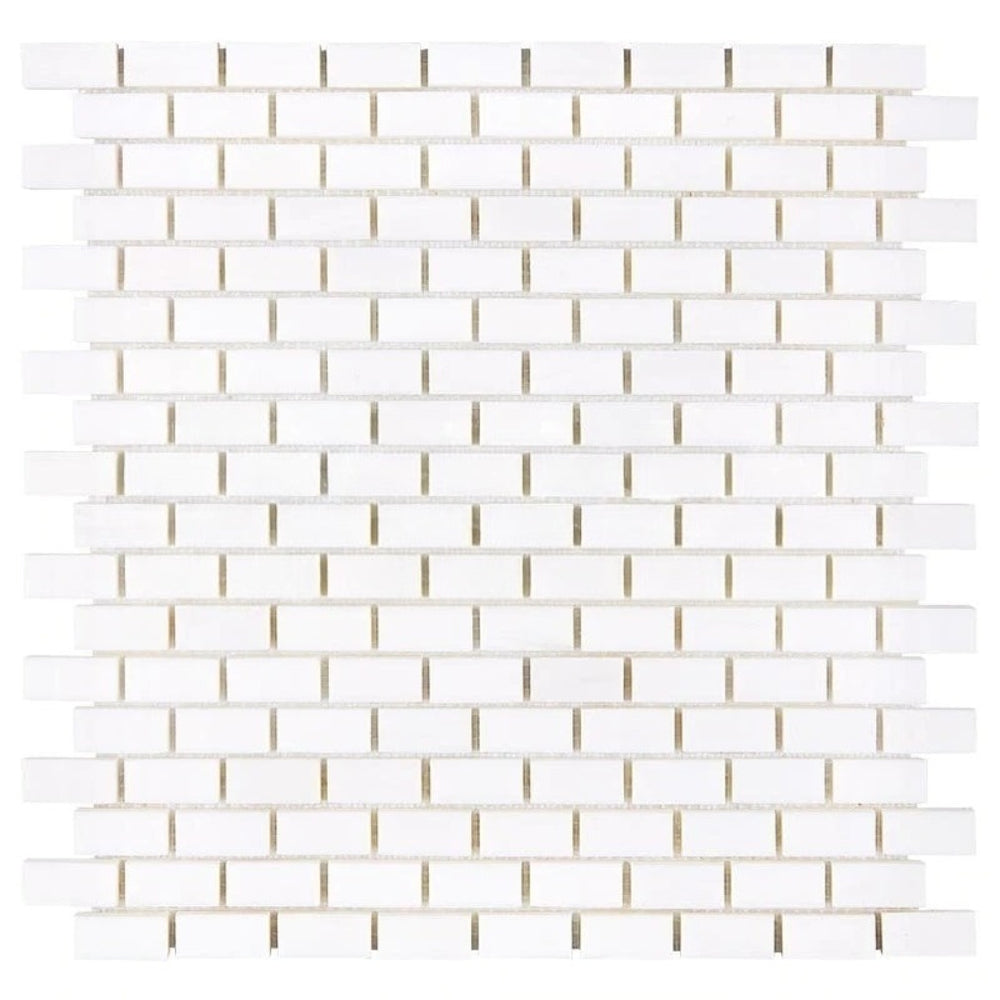 Bianco Dolomite Honed Marble Mosaic - 5/8" x 1 1/4" Baby Brick