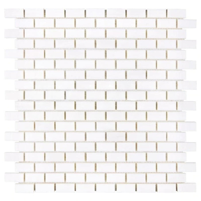 Bianco Dolomite Honed Marble Mosaic - 5/8" x 1 1/4" Baby Brick