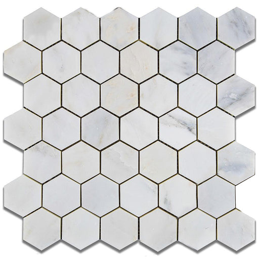 Bianco Bello Polished Marble Mosaic - 2" Hexagon