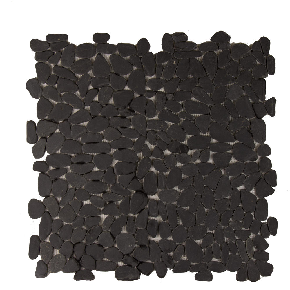 Black Marble Pebble - 12" x 12" Flat Matte