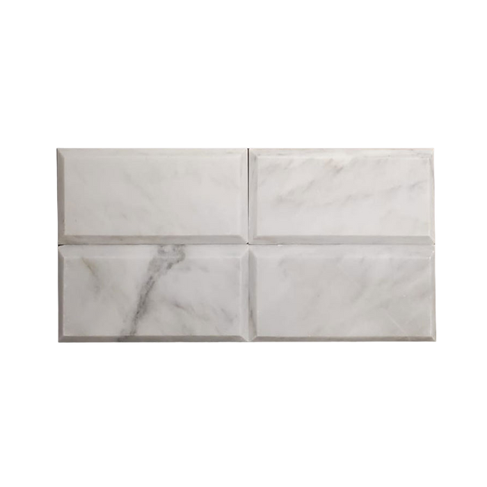 Full Tile Sample - Blanco Beveled Marble Tile - 3" x 6" x 3/8" Honed