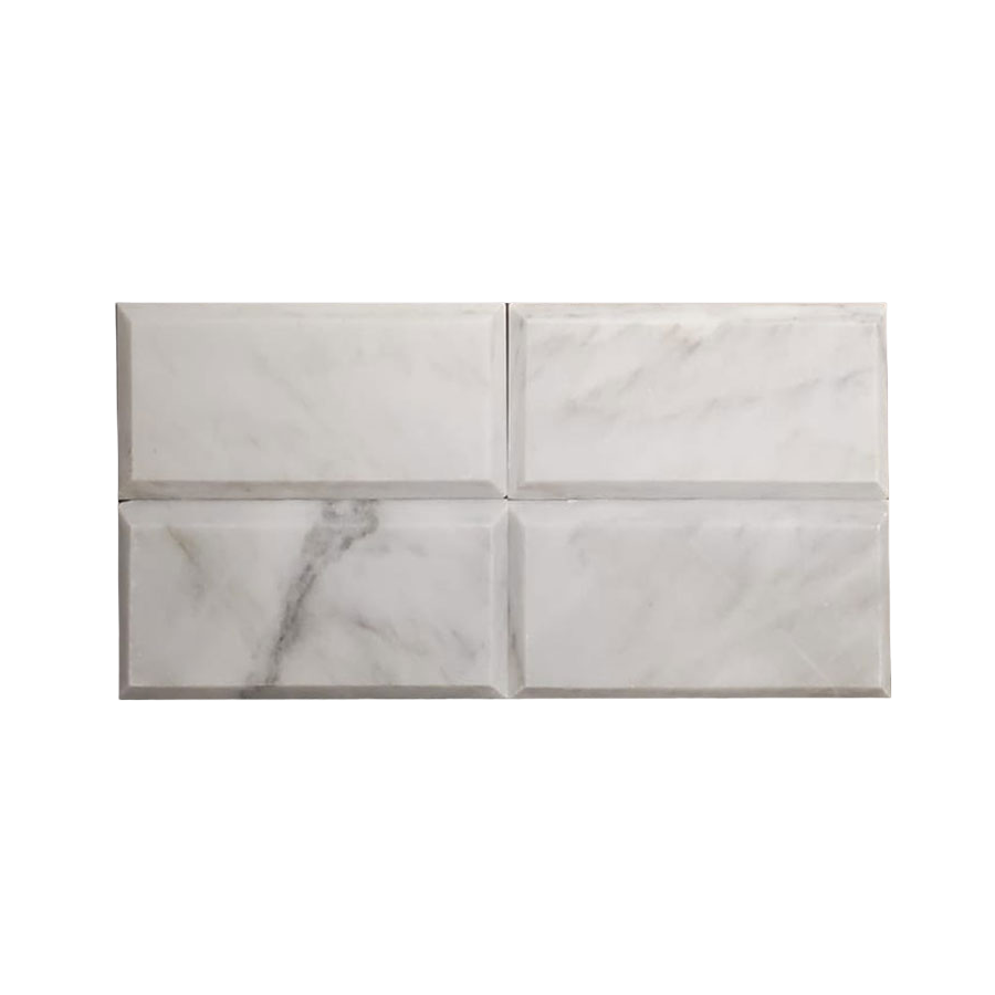 Full Tile Sample - Blanco Beveled Marble Tile - 3" x 6" x 3/8" Honed