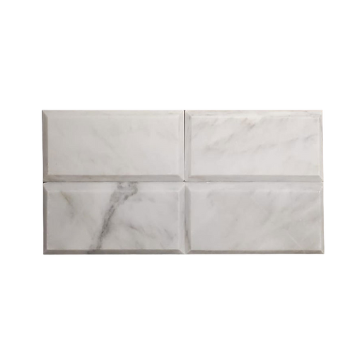 Blanco Beveled Honed Marble Tile - 3" x 6" x 3/8"