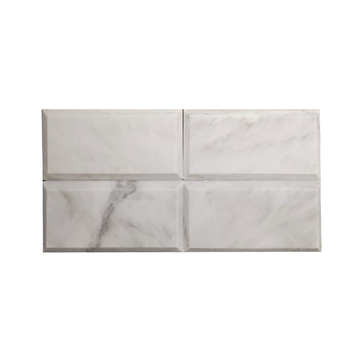 Blanco Beveled Honed Marble Tile - 3" x 6" x 3/8"
