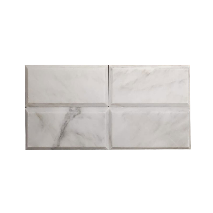Blanco Beveled Honed Marble Tile - 3" x 6" x 3/8"
