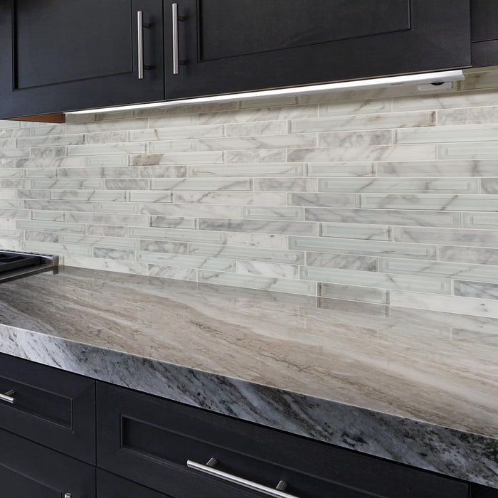 Decorative Blends Blocki Blanco SMOT-SGLSIL-BLOBLA8MM Polished Glass & Stone