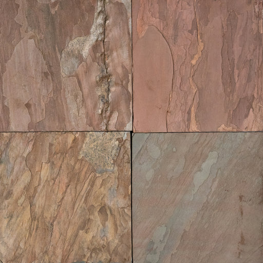 Burnt Sienna Slate Tile - 12" x 12" x 3/8" - 1/2" Natural Cleft Face, Gauged Back