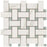 Calacatta Gold Marble Mosaic - Large Basket Weave with Ming Green Dots Honed