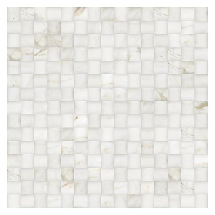 Calacatta Gold Marble Mosaic - 3D Small Bread Honed