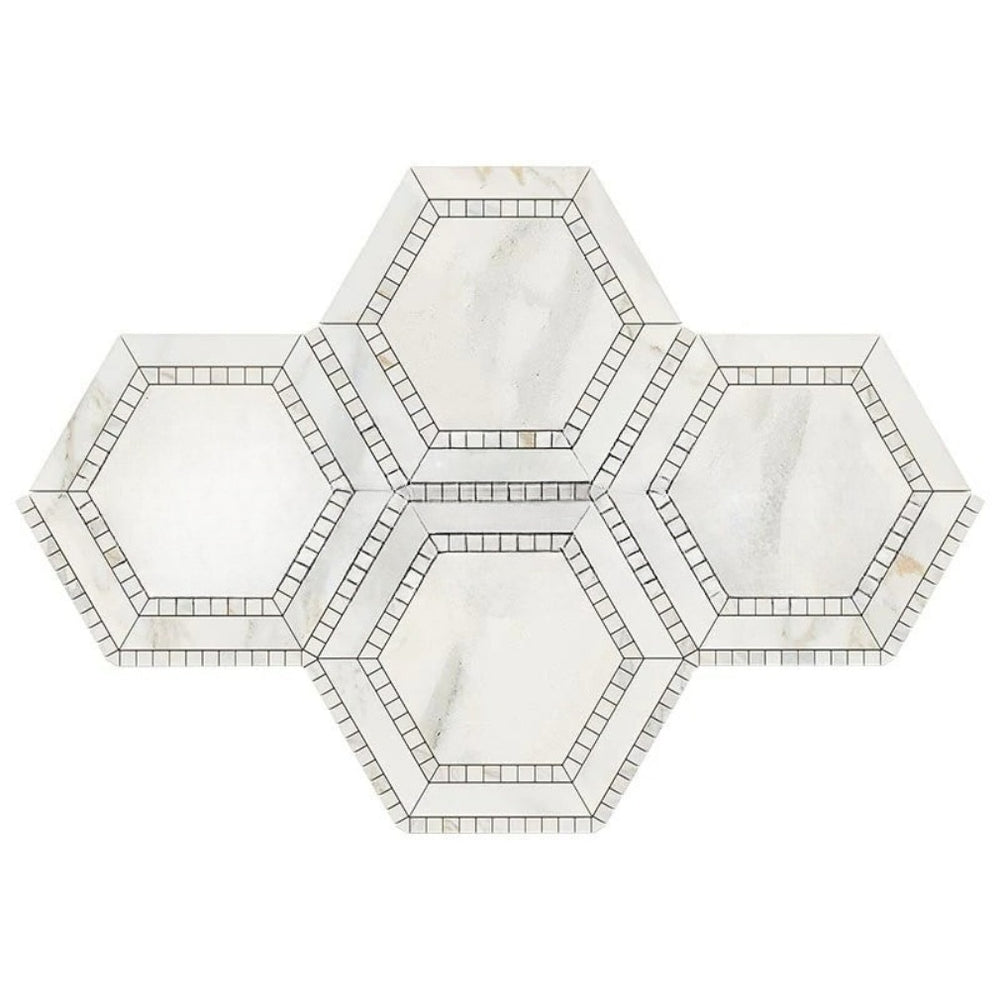 Calacatta Gold Marble Mosaic - 5" Hexagon with Calacatta Gold Honed