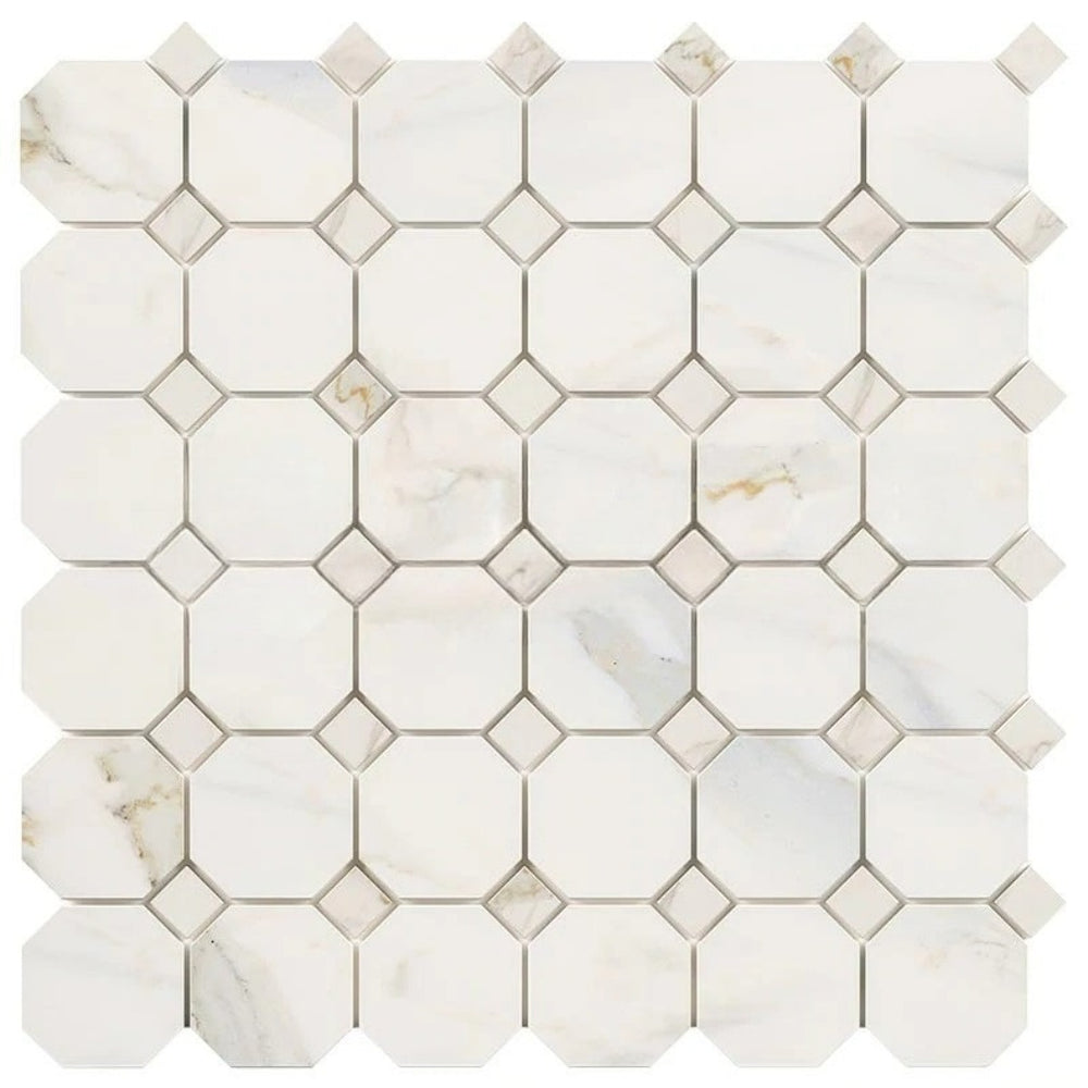 Calacatta Gold Marble Mosaic - Octagon with Calacatta Gold Dots Honed