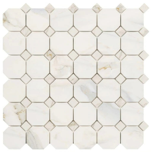 Calacatta Gold Marble Mosaic - Octagon with Calacatta Gold Dots Honed