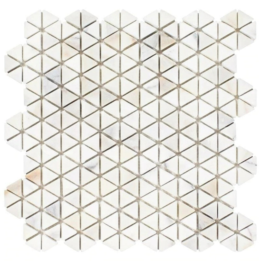 Calacatta Gold Marble Mosaic - Triangular Hexagon Tumbled