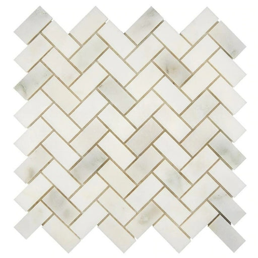 Calacatta Oliva Marble Mosaic - 1" x 2" Herringbone