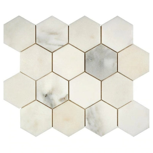 Calacatta Oliva Marble Mosaic - 3" Hexagon