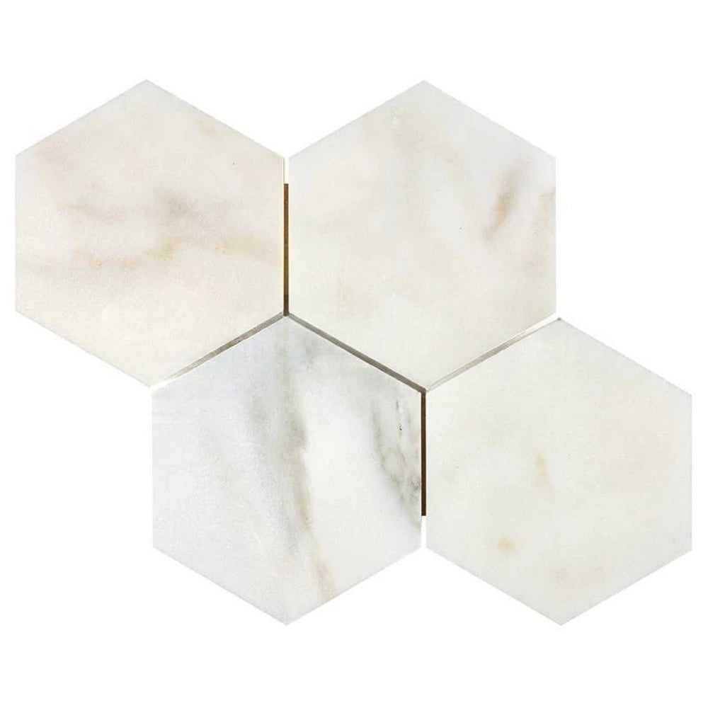 Calacatta Oliva Marble Mosaic - 6" Hexagon