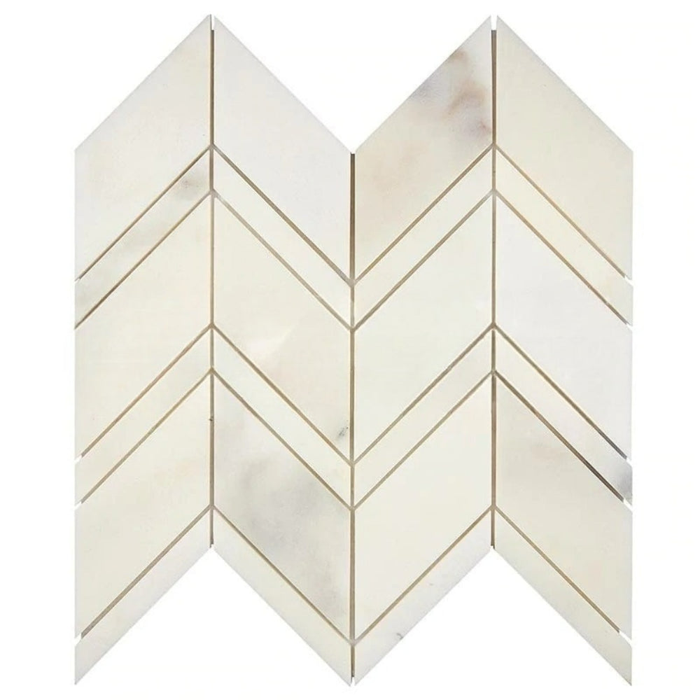 Calacatta Oliva Marble Mosaic - Chevron