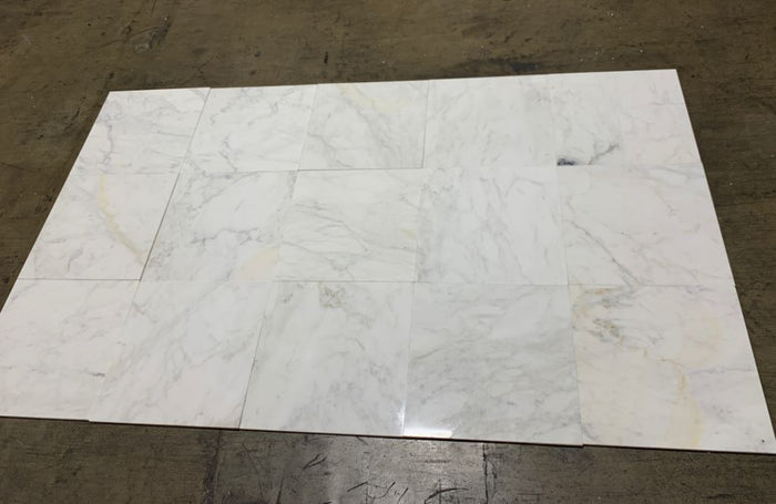 Calacatta Caldia Polished Marble Tile - 18" x 18" x 3/8"
