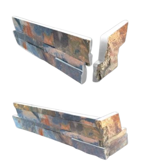 California Gold Natural Cleft Slate Ledgestone Corner - 6" x 18" x 6" x +/- 3/4"
