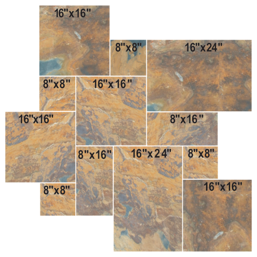 California Gold Natural Cleft Slate Versailles Pattern - Various Sizes x +/- 1/2"